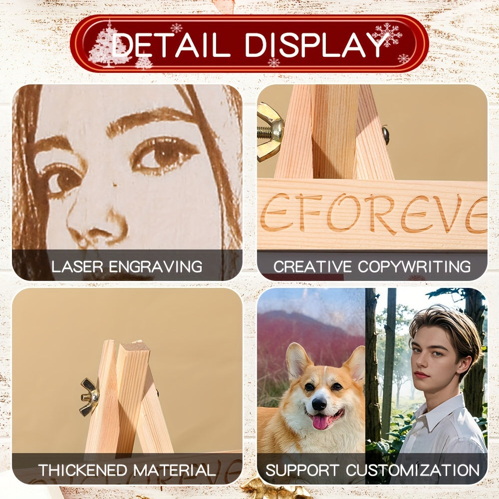 Handcrafted Wooden Picture Frame with Custom Laser Engraving for Home Decor