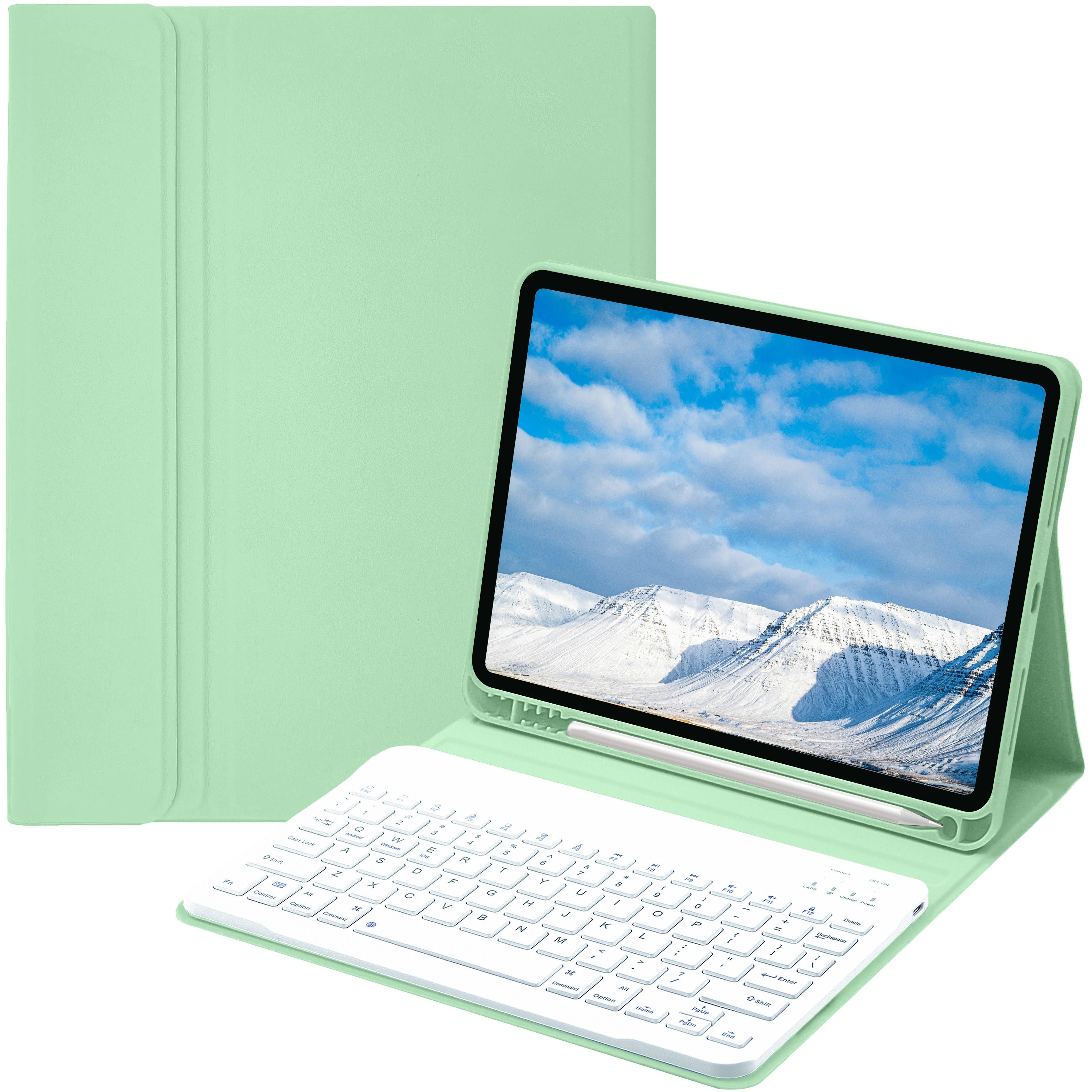 Funda con teclado para iPad Air 1-5, 5ª-10ª generación, Pro 11/12.9 pulgadas con teclado inalámbrico desmontable y soporte para lápiz