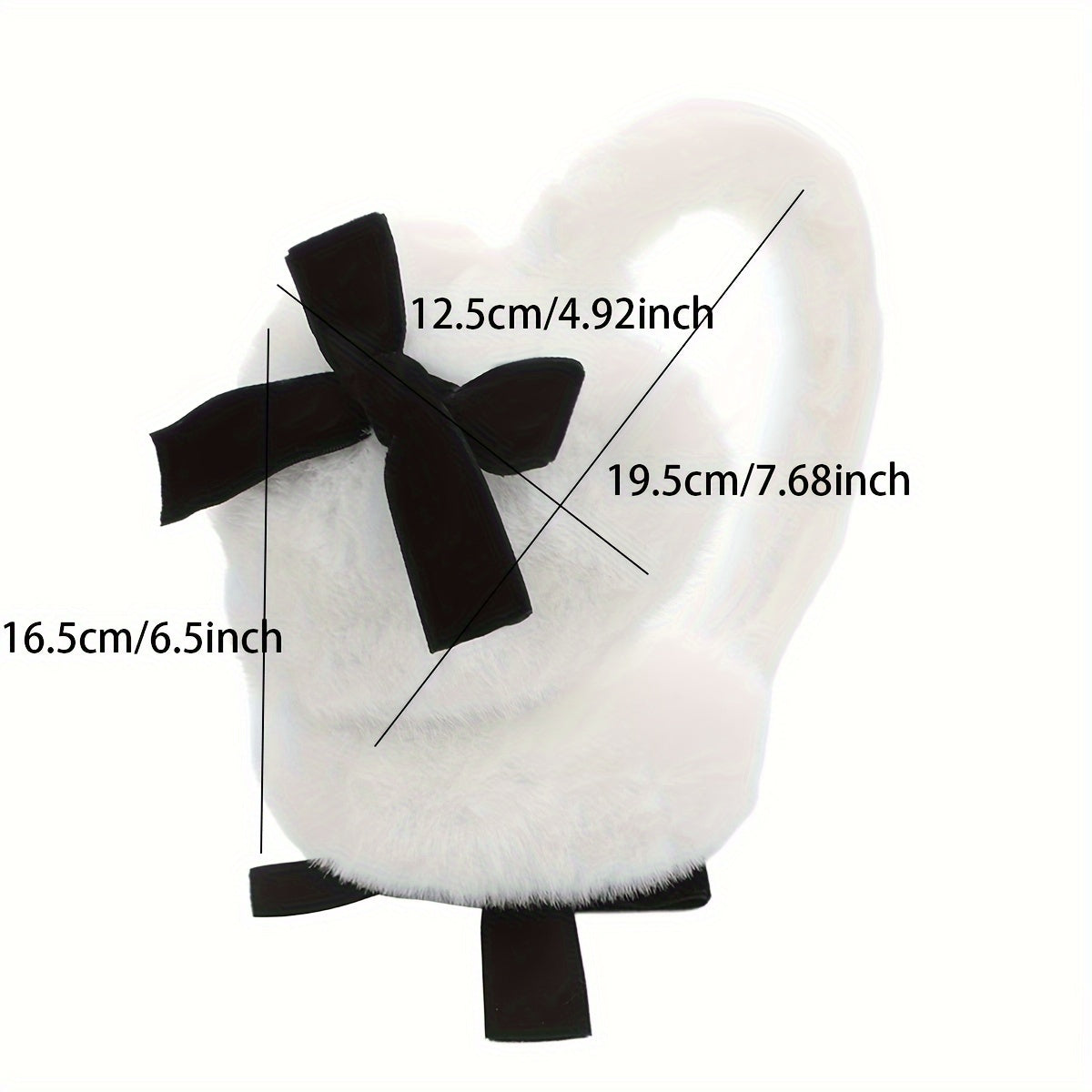 Women's Plush Heart-Shaped Earmuffs with Black Bow Warm Cozy Winter Accessory