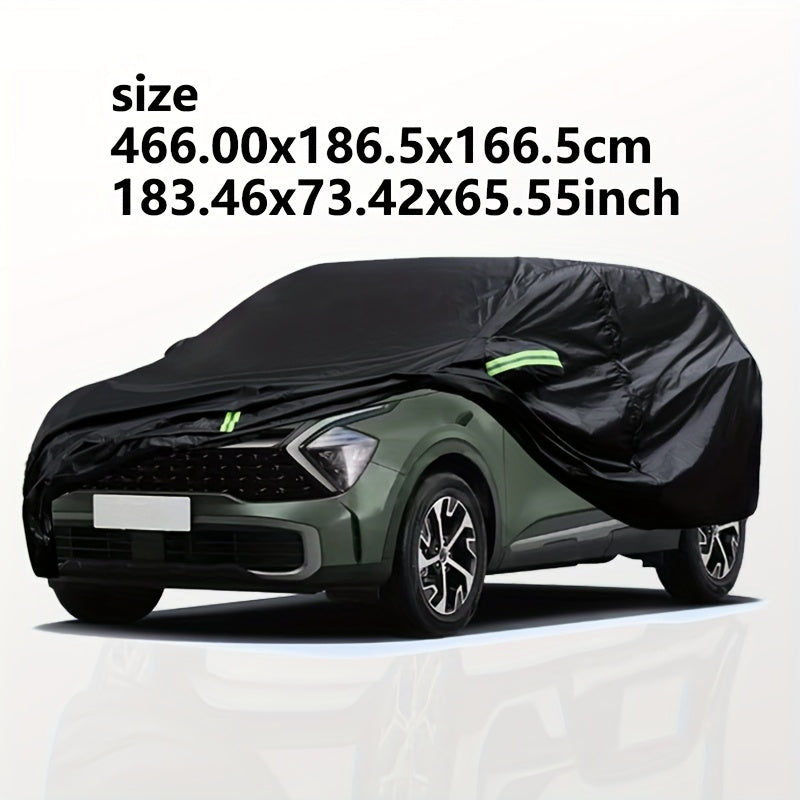 Qora Oxford mato bilan avtomobil qopqog'i, reflektiv chiziqlar va zippersiz eshiklar bilan