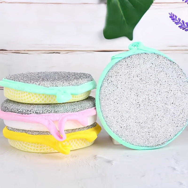Natural Sponge Scrubbers 5-Pack Dual-Sided Non-Scratch Cleaning Pads for Kitchen Bathroom Outdoor
