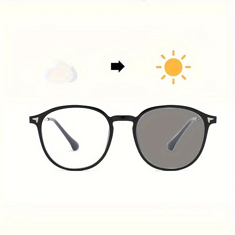 Anti-Blue Light Flat Glasses Frame Ultra-Light Oval Color-Changing