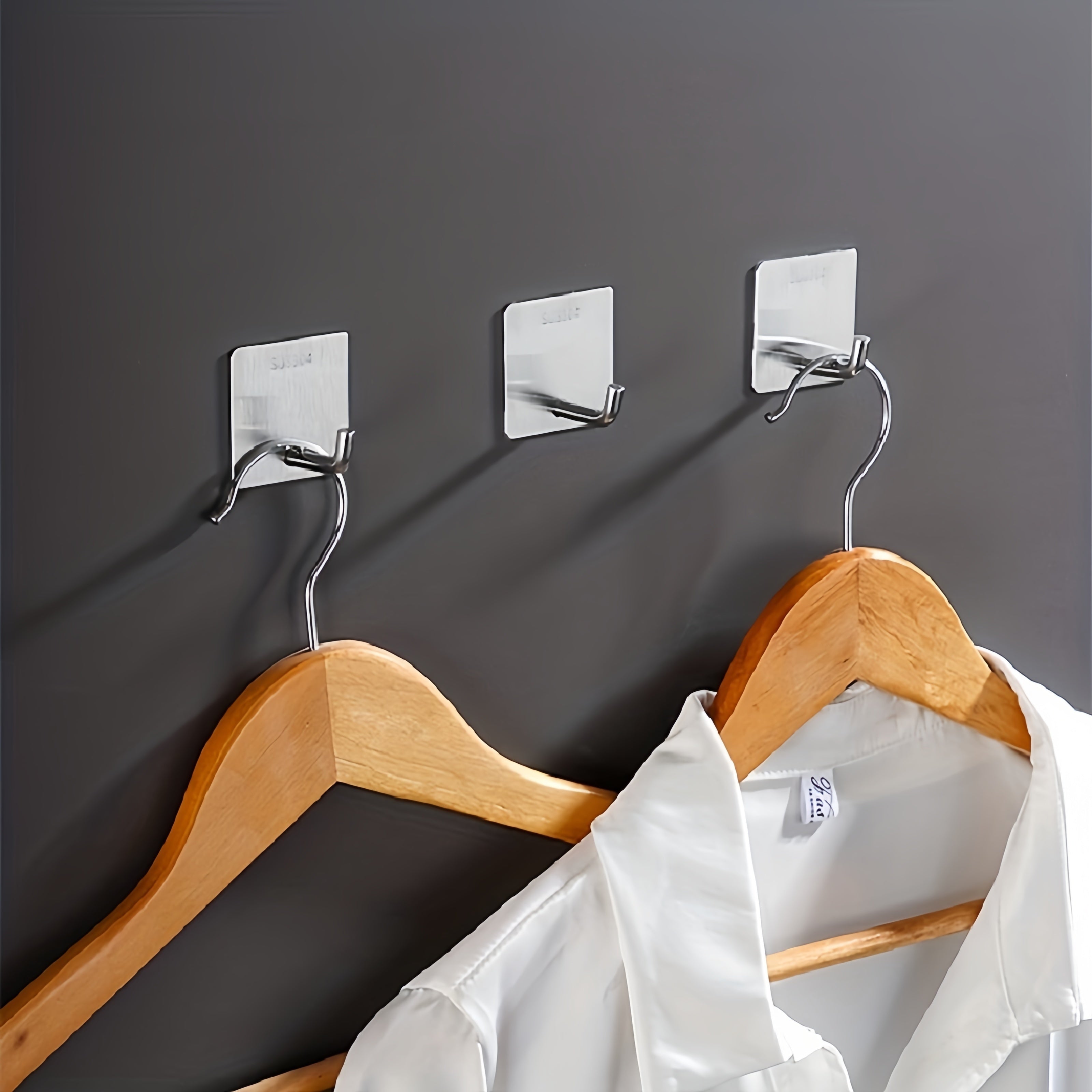 Heavy Duty Stainless Steel Adhesive Hooks for Towels Coats Clothes in Kitchen Bathroom Home