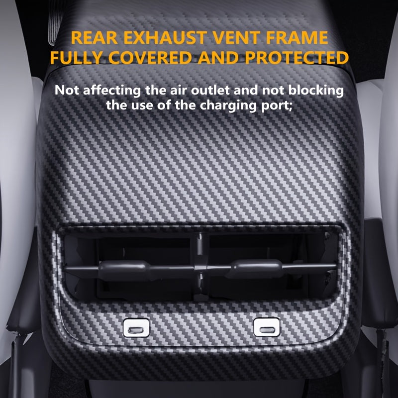 Car Center Console Armrest Cover for Tesla Model 3 and Y Carbon Fiber Matte Glossy