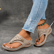 Women's Platform Wedge Sandals Slip-On Thong Cut-Out Beach Casual
