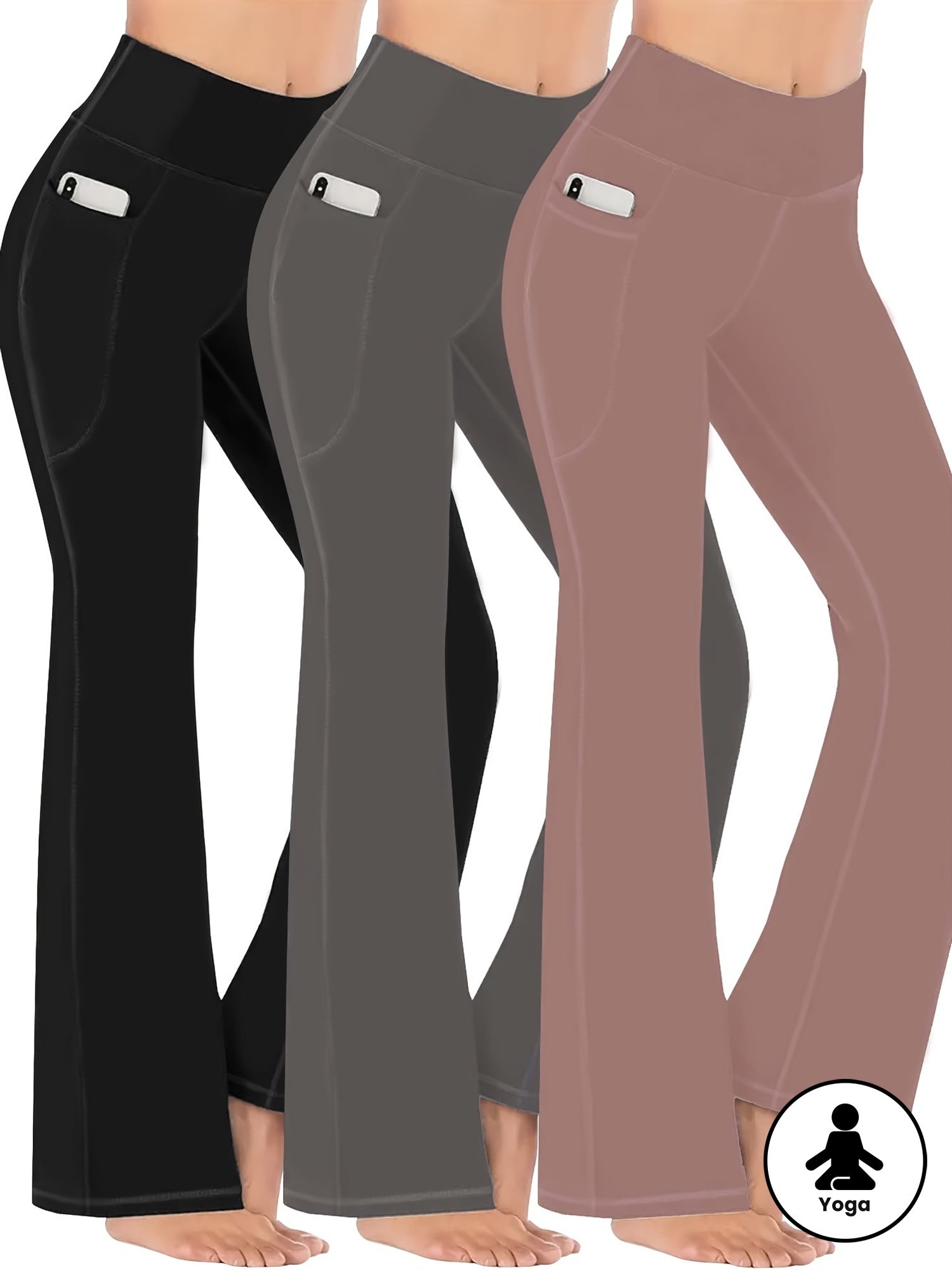 Ayollar uchun sport shimlar to'plami 3 ta paket, katta o'lcham, yuqori daraja, kengaytirilgan yengil oyoq yoga shimlari