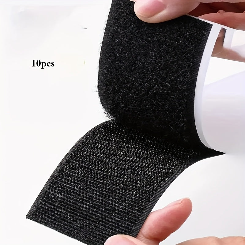 Black 10pcs Self-Adhesive Carpet Fixing Stickers Anti-Slip Mat Tape for Rugs and Furniture