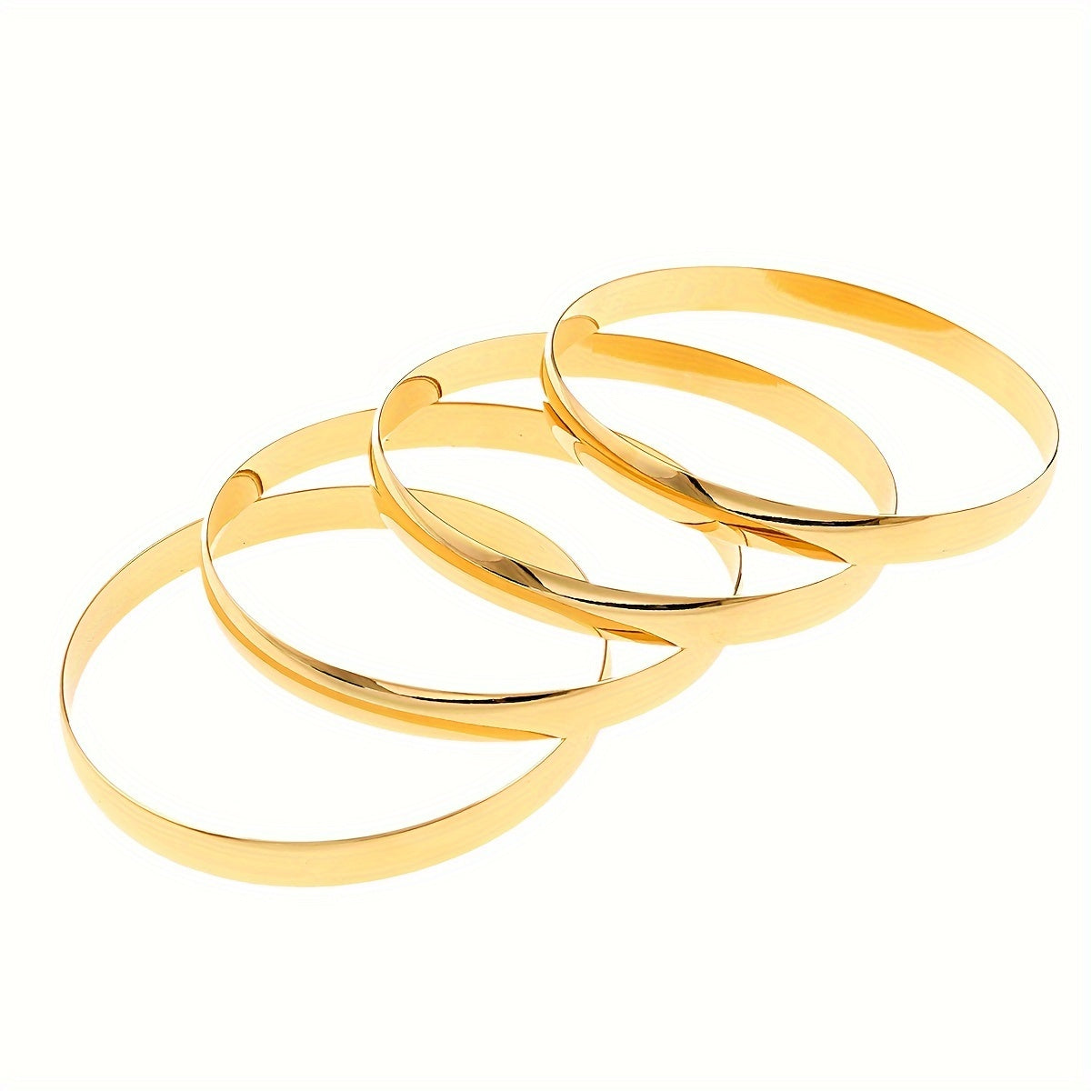 Women's Gold Plated Copper Bangles Round Simple Design Jewelry