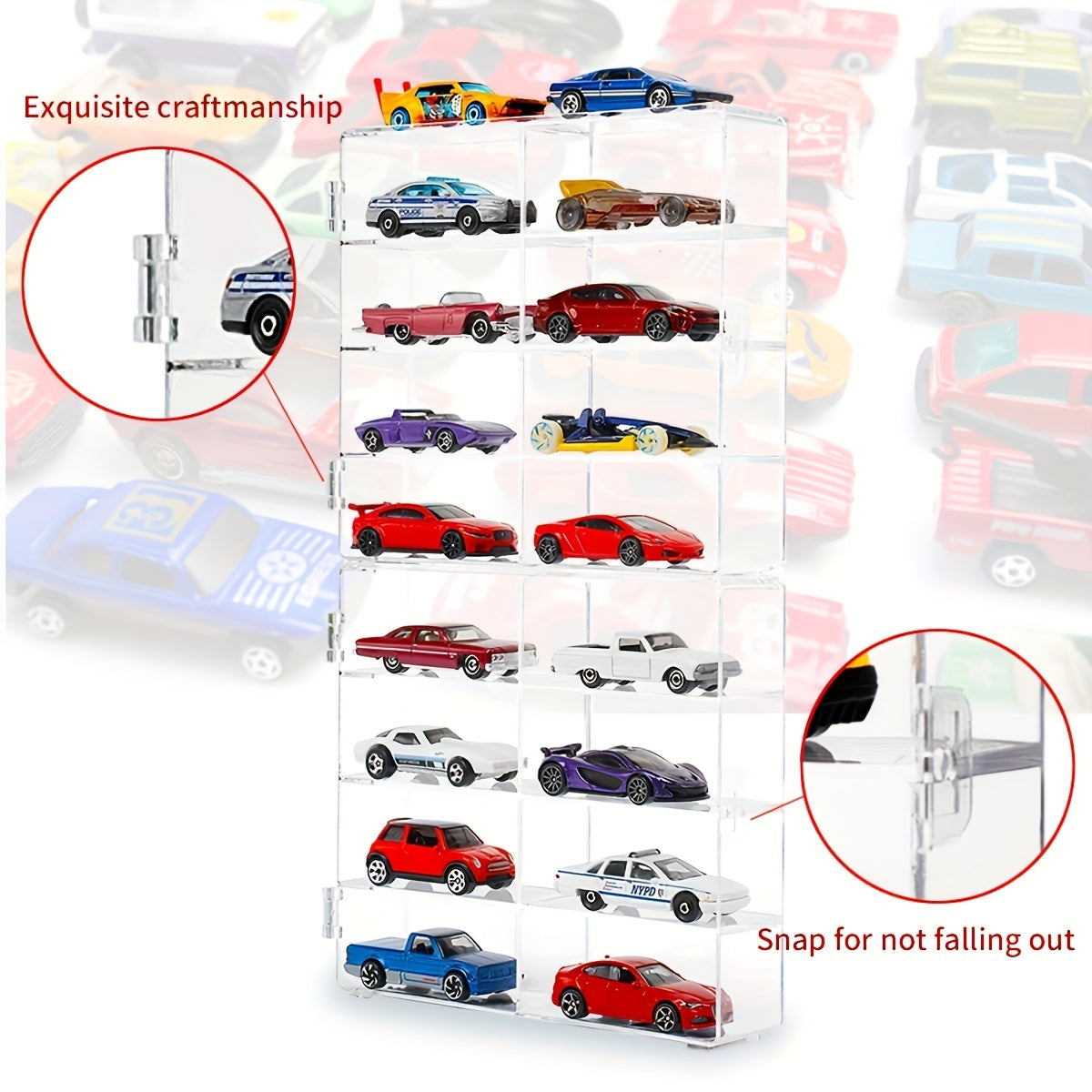 Acrylic Display Case for Cars 16 Slots Office Home Decoration