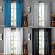 Pair of Sheer Voile Curtains with Rod Pocket for Kitchen Bedroom Living Room