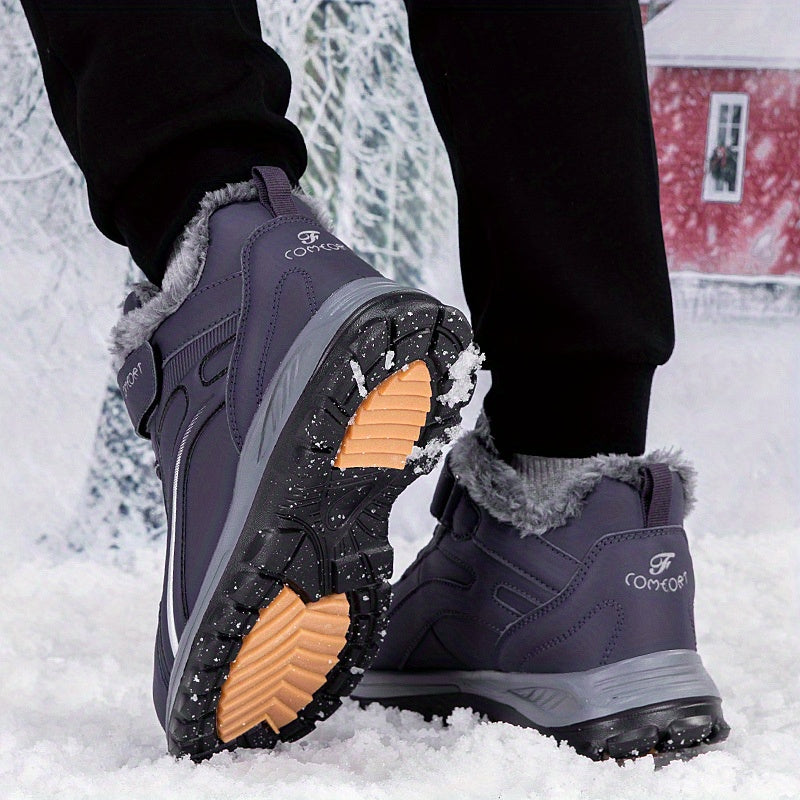 Women's Winter Mid-Calf Fleece Lined Snow Boots Slip-On Low Block Heel