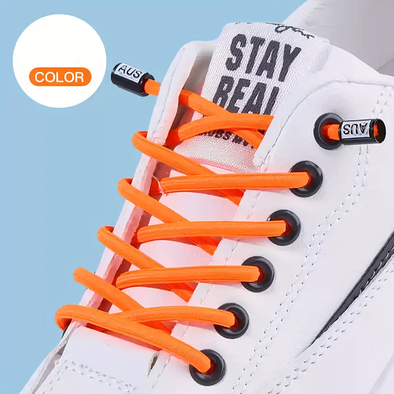 Unisex Elastic No-Tie Shoelaces with Safety Buckle Multicolor Durable Knit