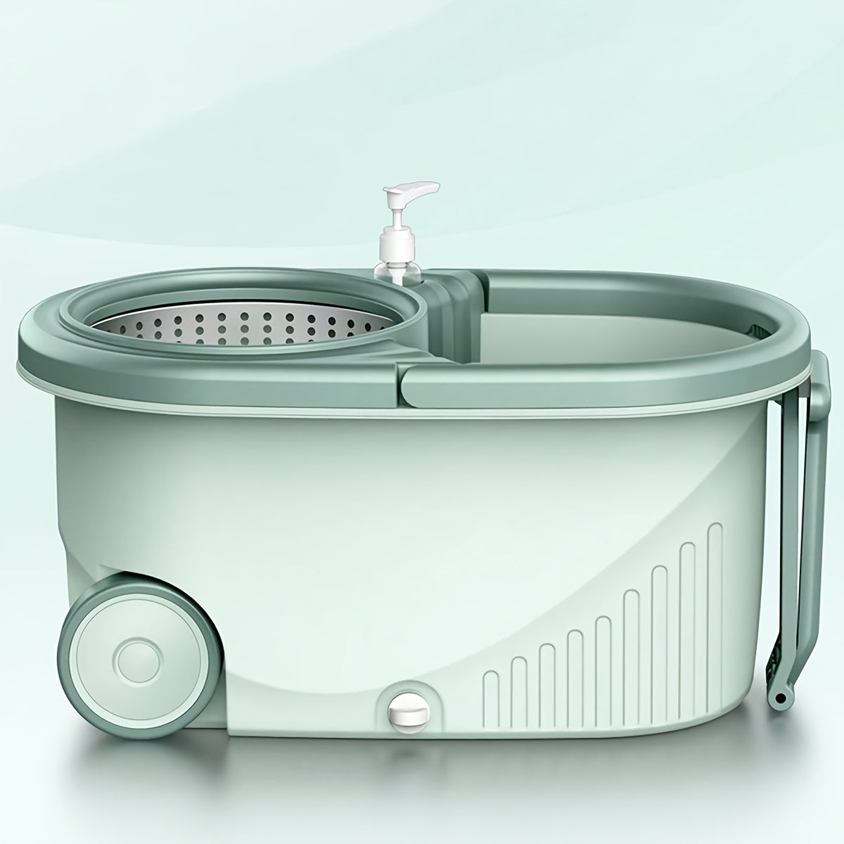 Ikki tomonlama yuradigan Spin Mop va Kova to'plami, o'z-o'zidan siqish va qo'lda bosish g'ildiragi bilan