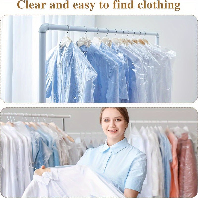 Juego de 10 o 20 bolsas de ropa de plástico transparente para colgar, almacenamiento sin polvo