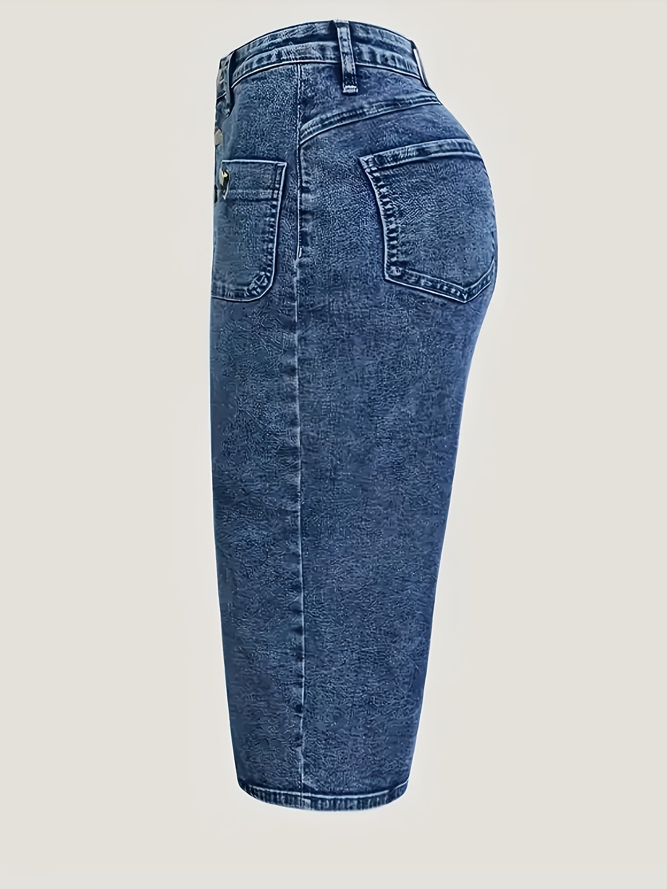 Plus Size Women's Stretch Denim Skirt Mid-Rise Flared Casual Knee-Length