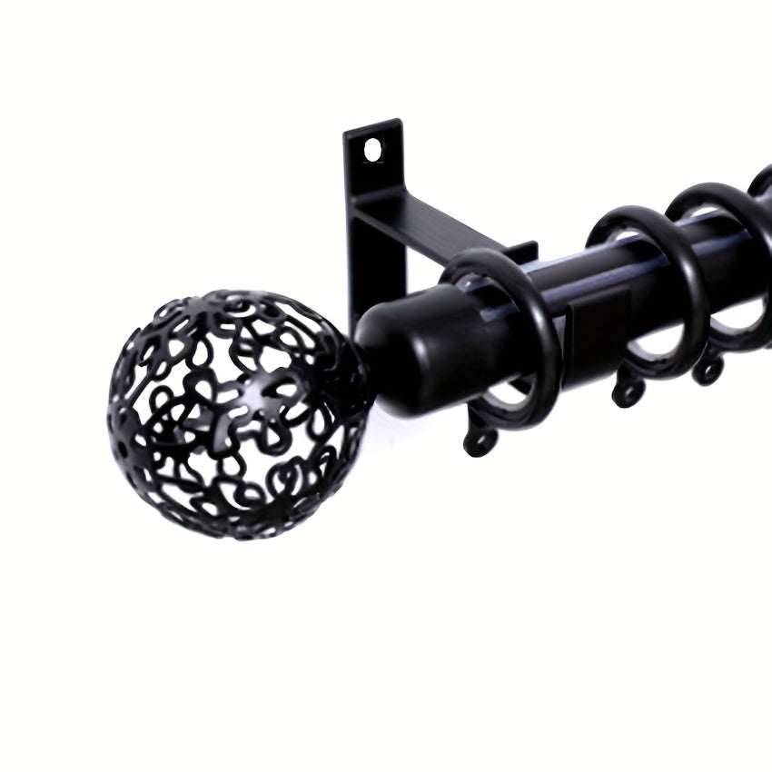 Set of 2 Black Aluminum Curtain Rod Holders with Screws and Expansion Pieces