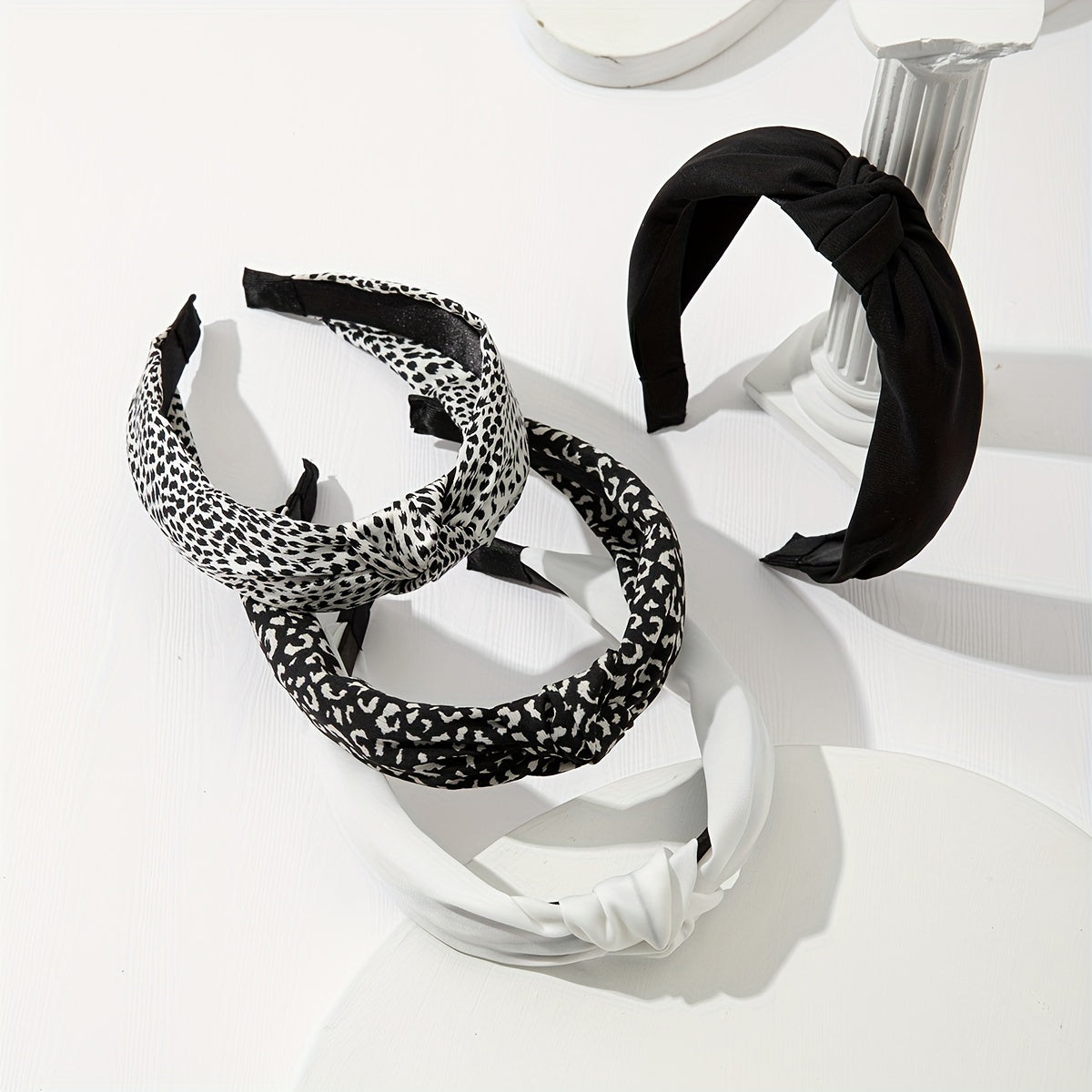 Leopard Print Hairband Set for Women Wide Anti-Slip Headbands for Face Washing and Styling