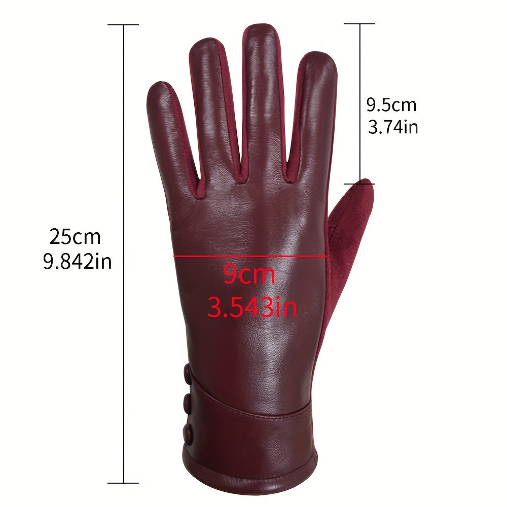 Men's Fleece-Lined Leather Gloves Touchscreen Split Fingers for Cold Weather