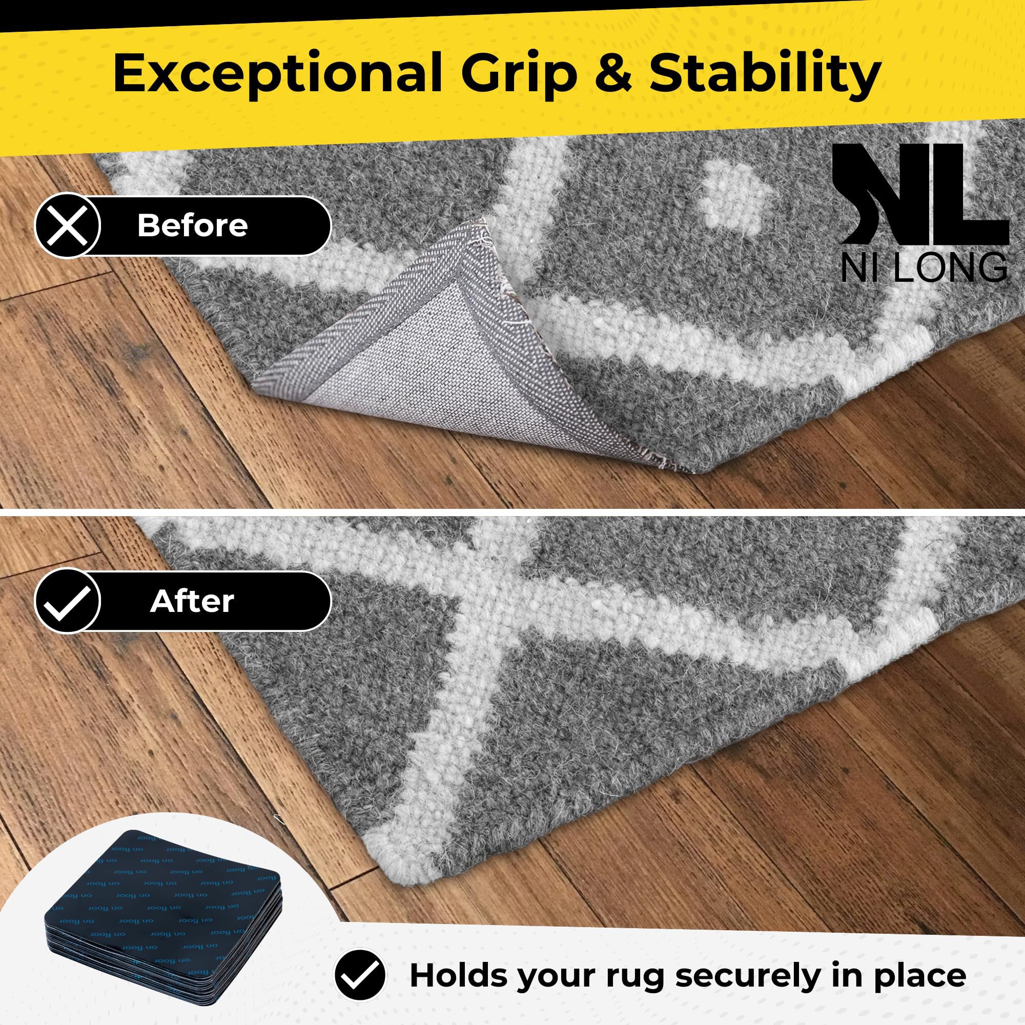 Double-Sided Rug Gripper Pads for Hardwood Floors Anti-Slip Carpet Tape Indoor Use