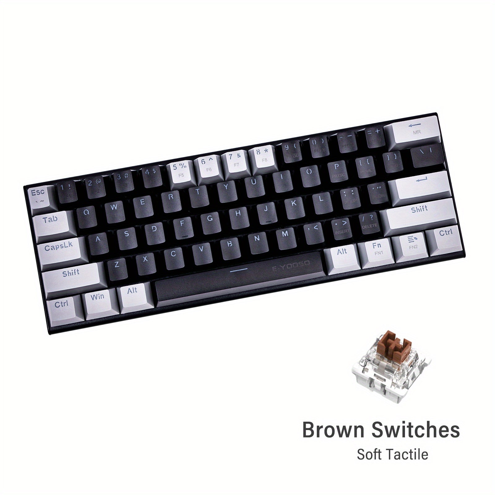 60% Mechanical Gaming Keyboard LED Backlit Black Gray or White Gray Compact for Windows and Mac