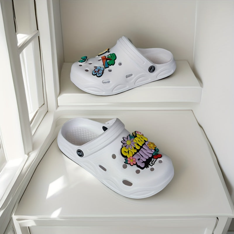 Women's Summer Beach Sandals Eva Flat Sole White Casual Slip-On Shoes