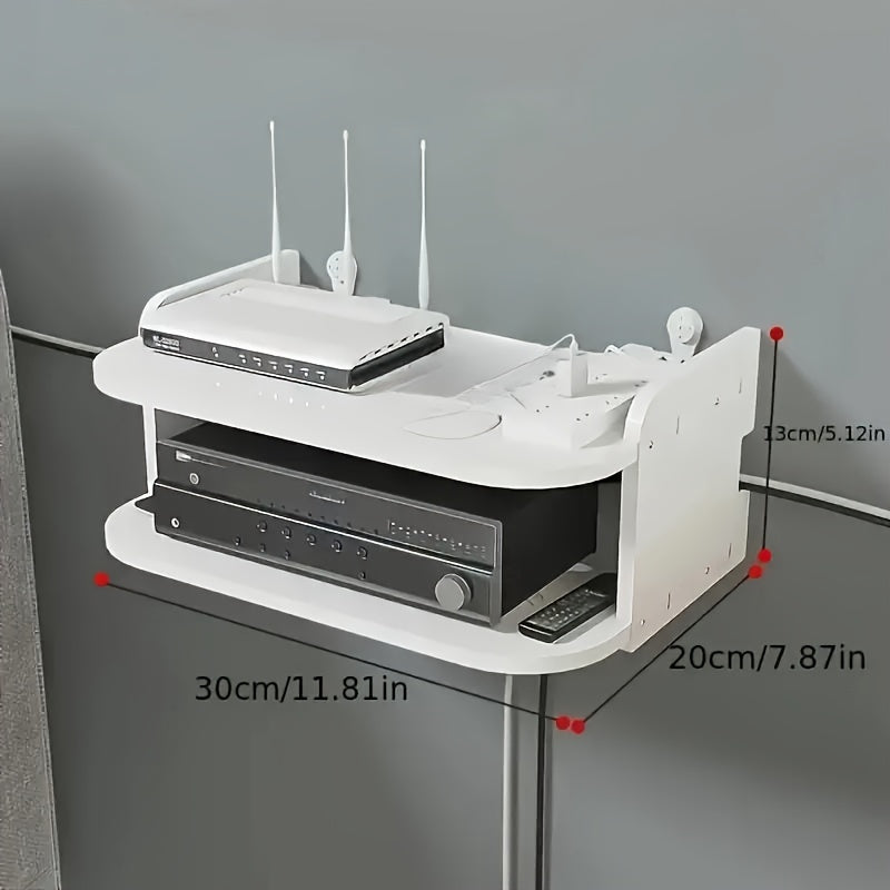 Wall-Mounted Router and TV Box Organizer Shelf Space-Saving PP Material