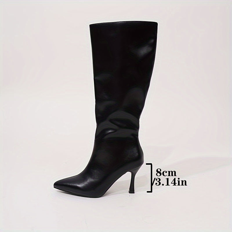 Women's Winter Knee High Boots Pointed Toe Comfortable Fashion Black