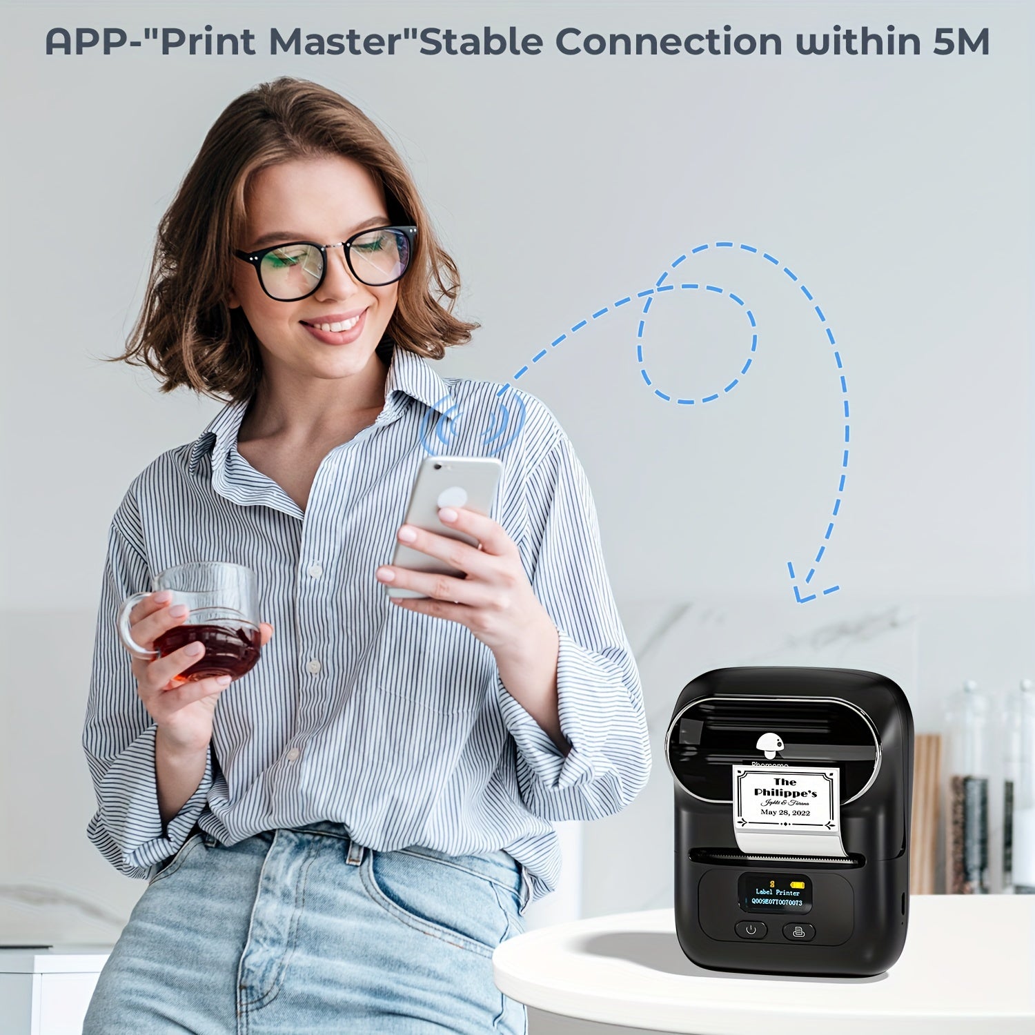 Impresora térmica portátil para etiquetas de código de barras, joyería, ropa y envío 20-50mm