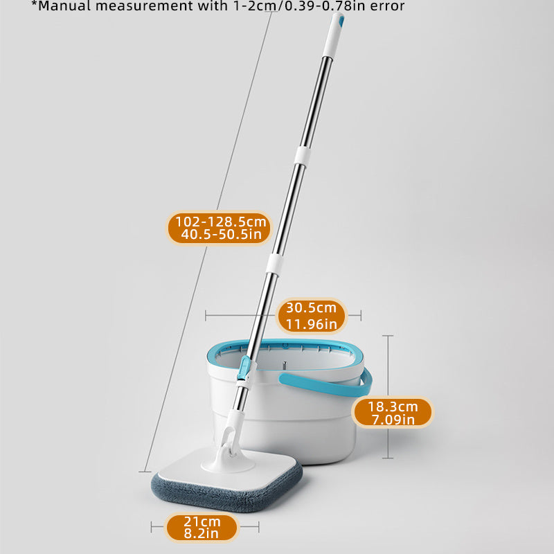 Uy uchun Spin Mop va Kova to'plami 21cm kvadrat mop mikrotozalash matolari bilan ho'l va quruq tozalash uchun