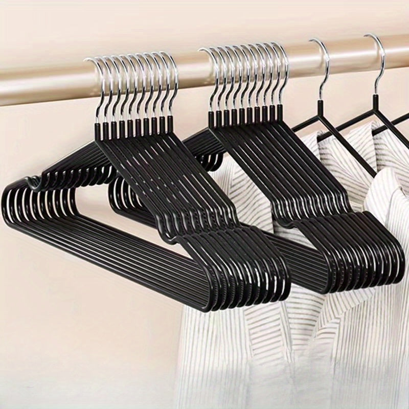 Set of 10 Metal Hangers with Shoulder Grooves and Non-Slip Coating