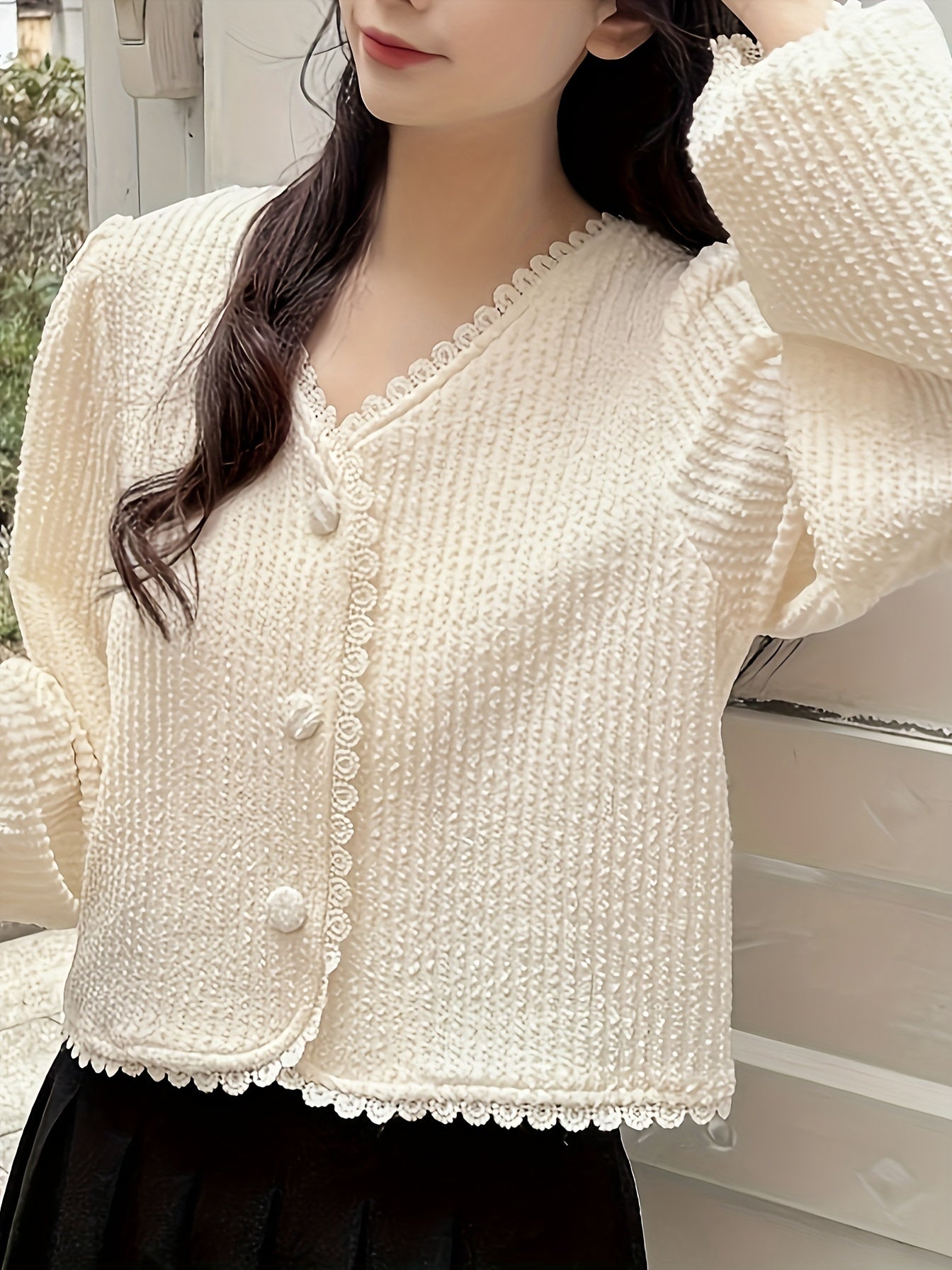 Minimalist Mustaqil Rangli Tugmachali Bluzka, Uzun Yengli Tasodifiy Kiym uchun Ayollar Bahor va Kuzda