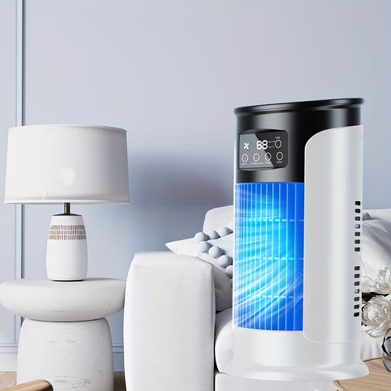 3-in-1 Portable USB Air Conditioner Humidifier Fan with Ambient Light Compact Digital Display
