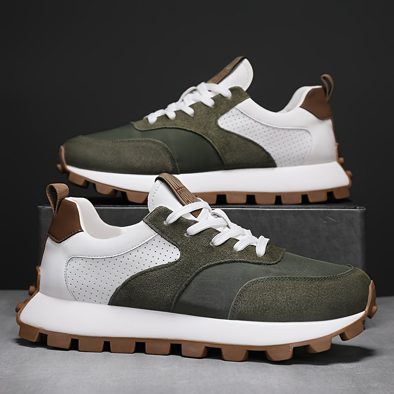 Erkaklar uchun Preppy Sport Krossovkalari - Bog'ichli, Havo o'tkazuvchi, Kundalik kiyim uchun sun'iy yuqori qismi, mato ichki qismi, kauchuk taglik bilan yugurish va kundalik foydalanish uchun.