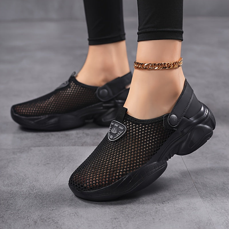 Women's Mesh Casual Sneakers Lightweight Summer Shoes Cushioned Sole Beige White
