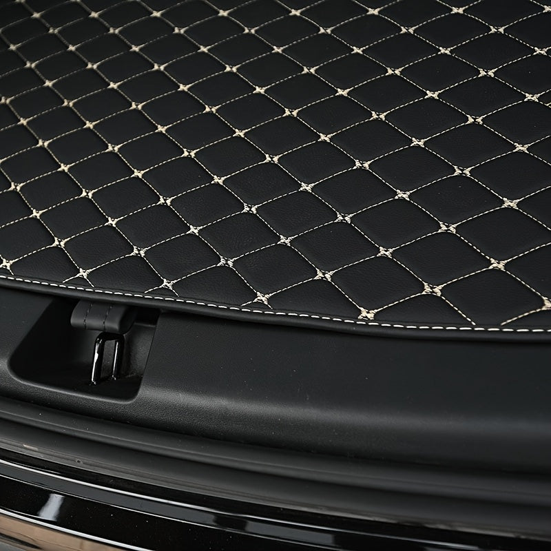 Faux Leather Car Trunk Mat Cargo Liner for SUVs Black and White Geometric