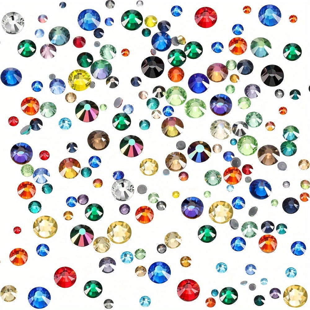 4000 dona Hot Fix Rhinestones Flatback Shisha Rhinestones uchun Hunarmandchilikki, kiyim-kechak, raqs kostyumlari, ko'p rangli