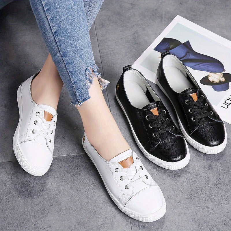 Women Casual Black White Canvas Sneakers with Golden Accents