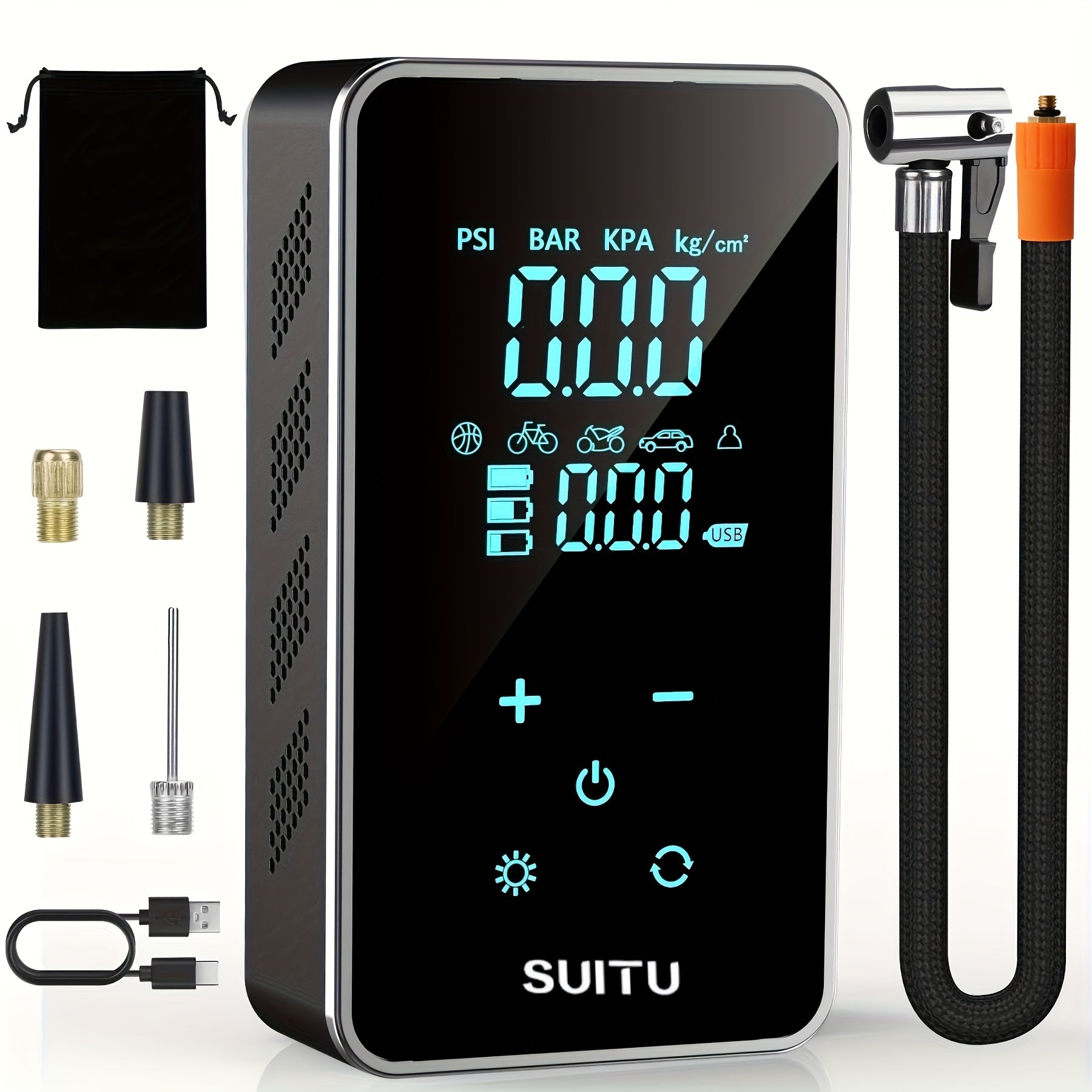 USB Rechargeable High-Pressure Air Pump for Cars Bikes Inflatables with 4000mAh Battery