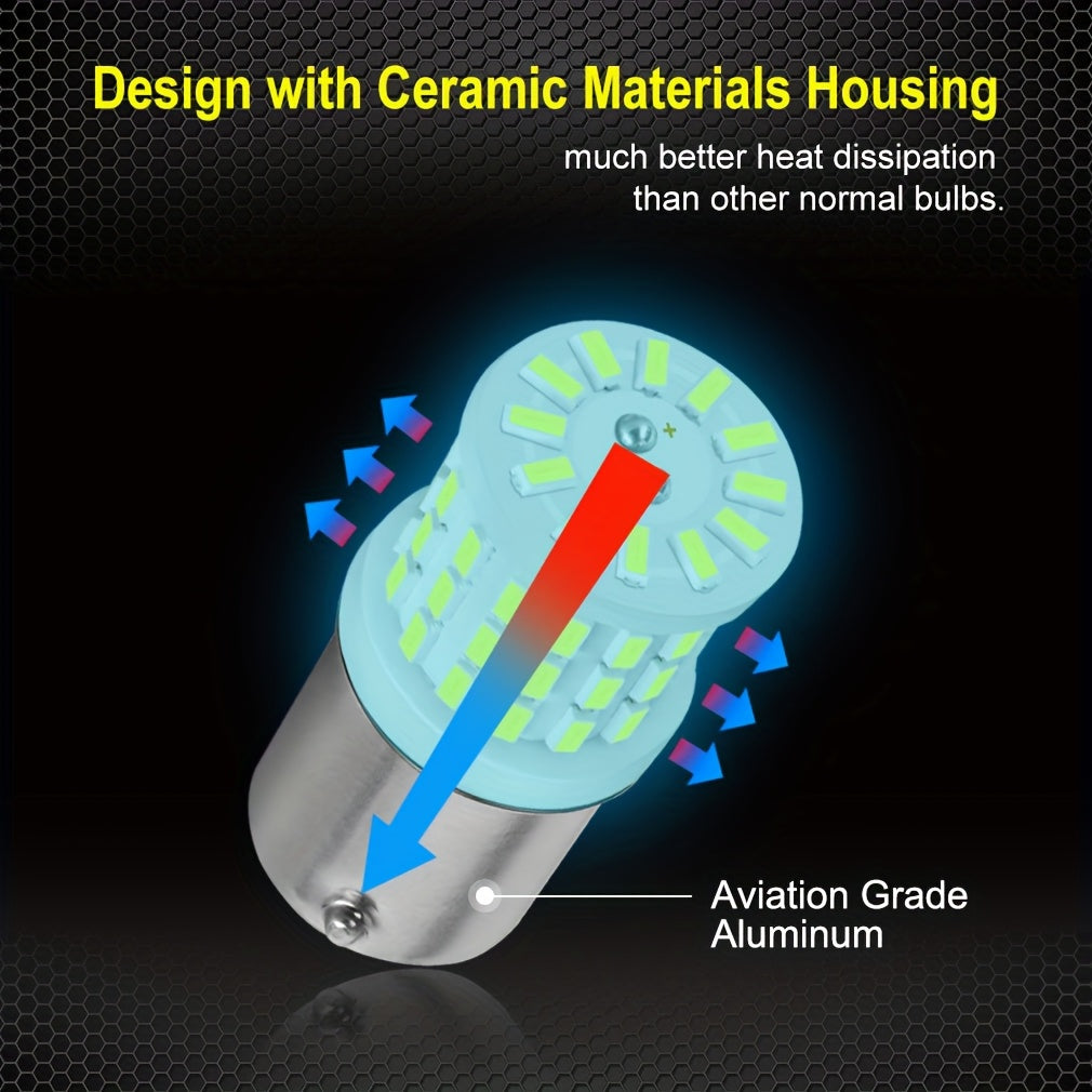 2PCS White LED Car Brake Lights Universal Fit 12V P21W Signal Lamps