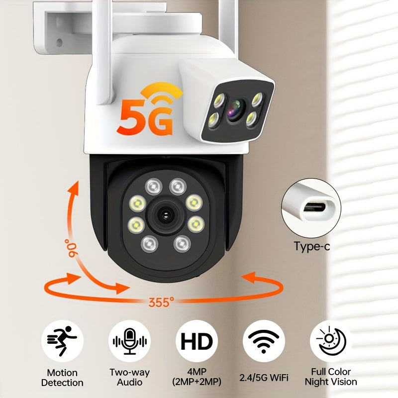 4MP Dual Lens Outdoor Security Camera Wireless PTZ Night Vision Two-Way Audio