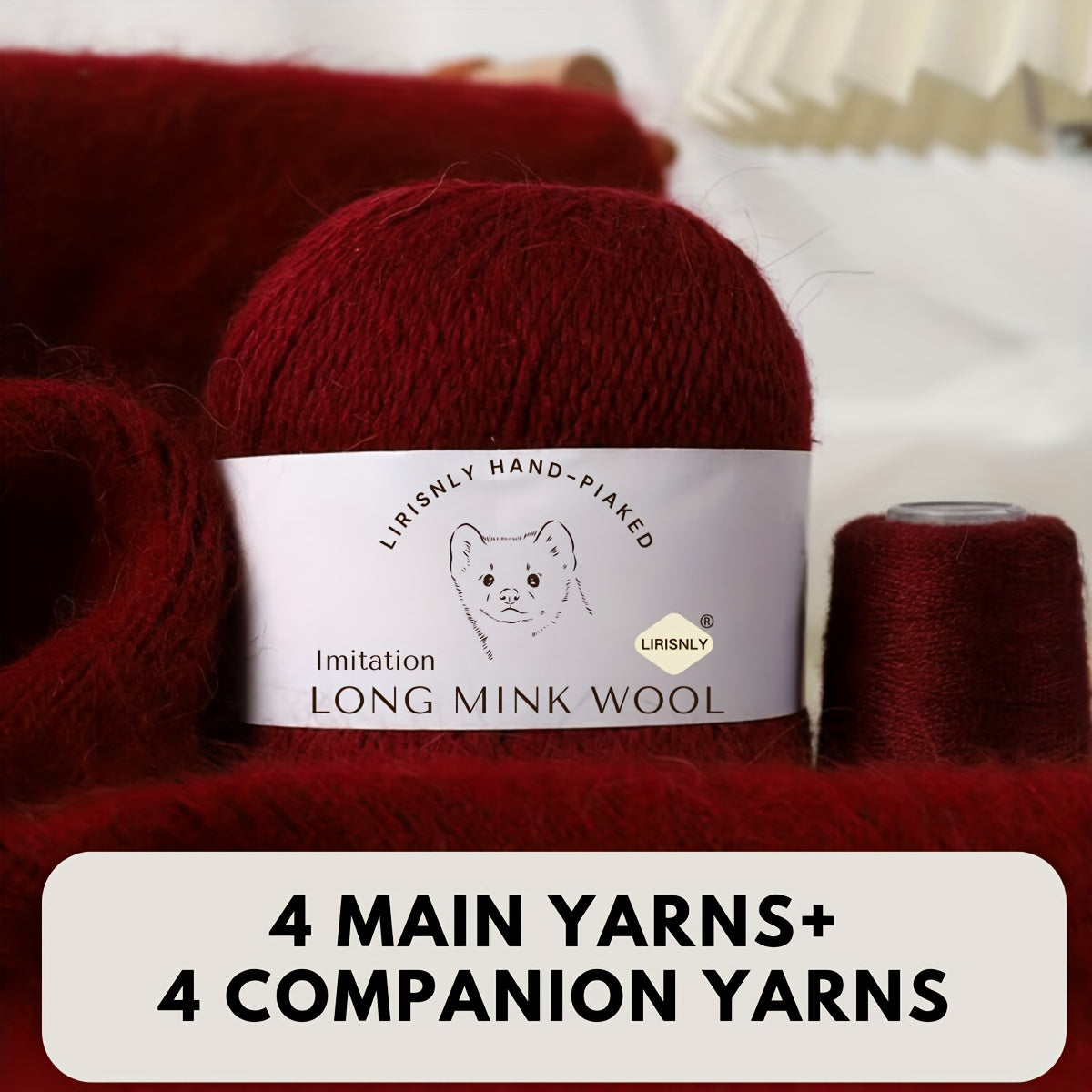 Multicolor Faux Mink Wool and Long Wool Knitting Yarn Set for Scarves Sweaters Hats 280g