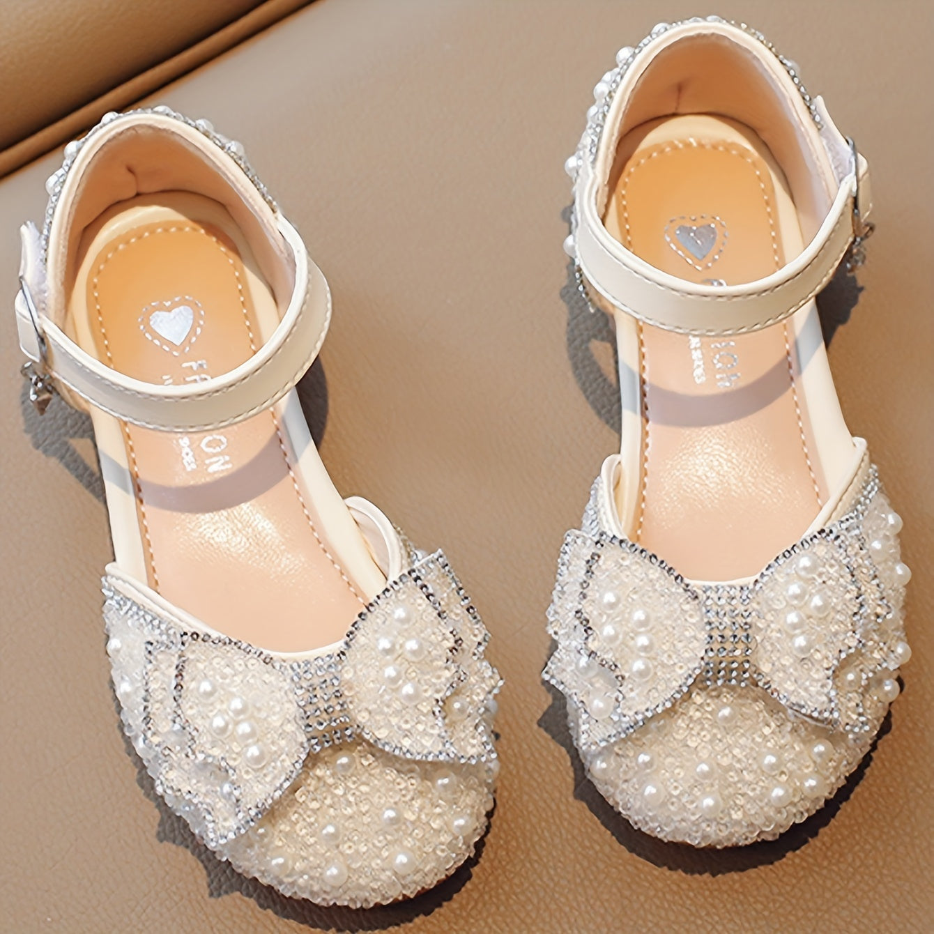 Girls Mary Jane Shoes Vintage Style Solid Color PU Bow Non-Slip Sole for Spring Fall