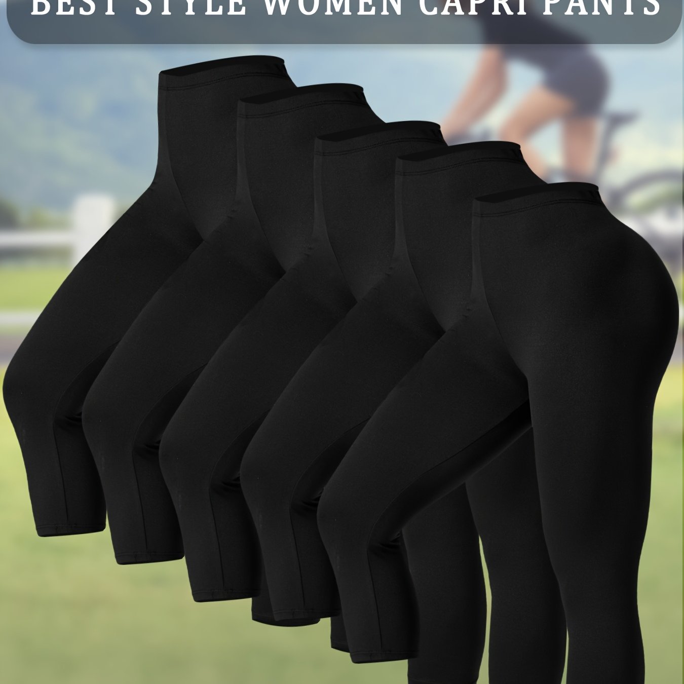 Plus Size Women Capri Pants High Stretch Solid Color Knit 5-Pack