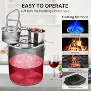 Uyda pivo tayyorlash uchun termometr va ikki qavatli qattiqlik bilan 5-gallon mis alkogol distillash to'plami