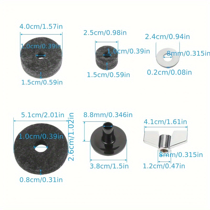 23-Piece Drum Kit with Alloy Hardware Non-Slip Felt Pads Manual Operation