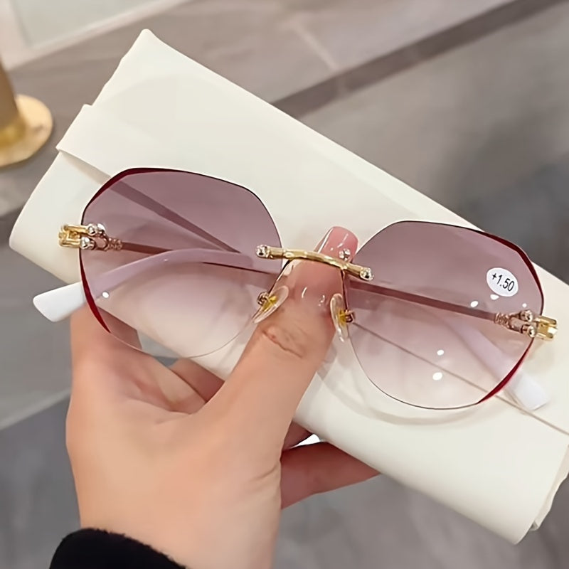 Ayollar uchun rimless o'qish ko'zoynaklari +1.0 dan +4.0 gacha presbiopiya uchun ko'zoynaklar