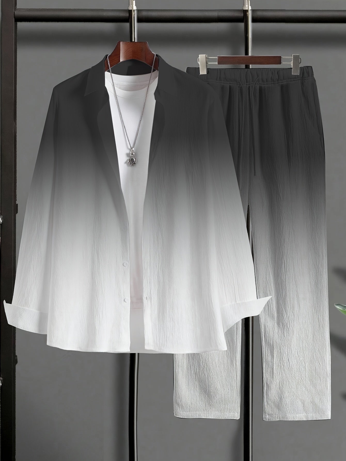 Men's Large Size Casual Suit Polyester Ombre Knit Regular Fit Lapel Sports