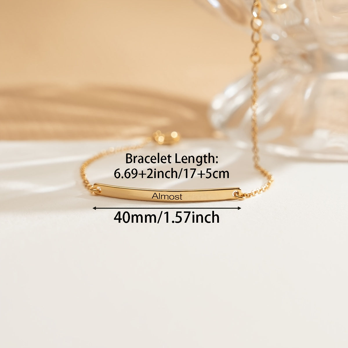 Women’s Stainless Steel Bracelet with 18K Gold Plating Custom Engraved Name for Gift