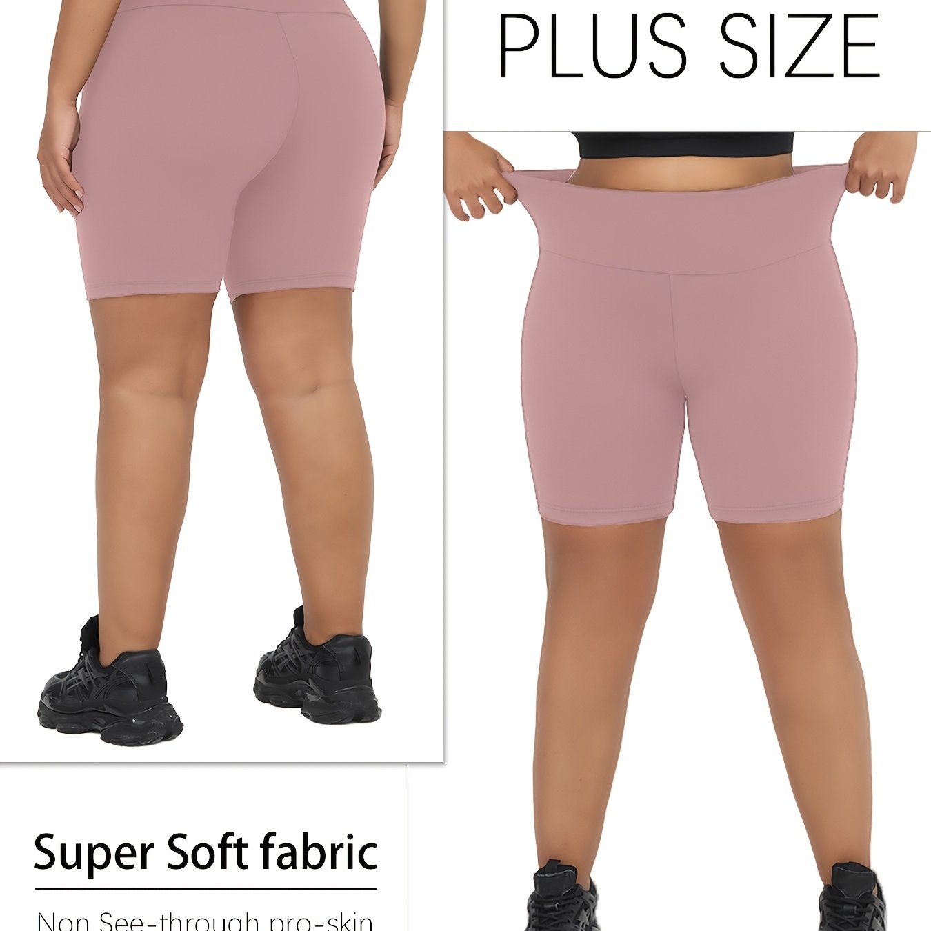 Plus Size Women's High Waisted Biker Shorts Workout Yoga Running Athletic