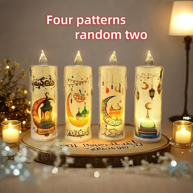 LED Flameless Candles with Islamic Motifs for Ramadan Indoor Outdoor Decor Party Family Celebrations